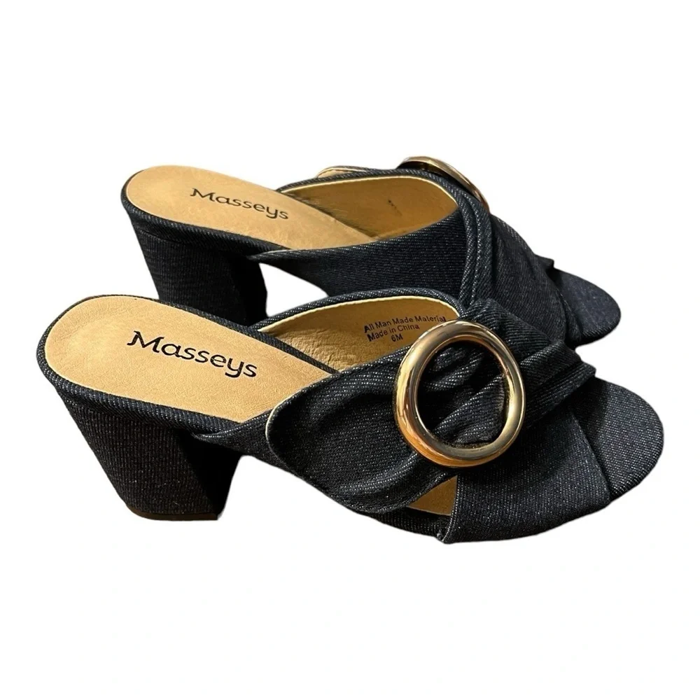 Masseys Denim Block Heeled Slings Size 6M